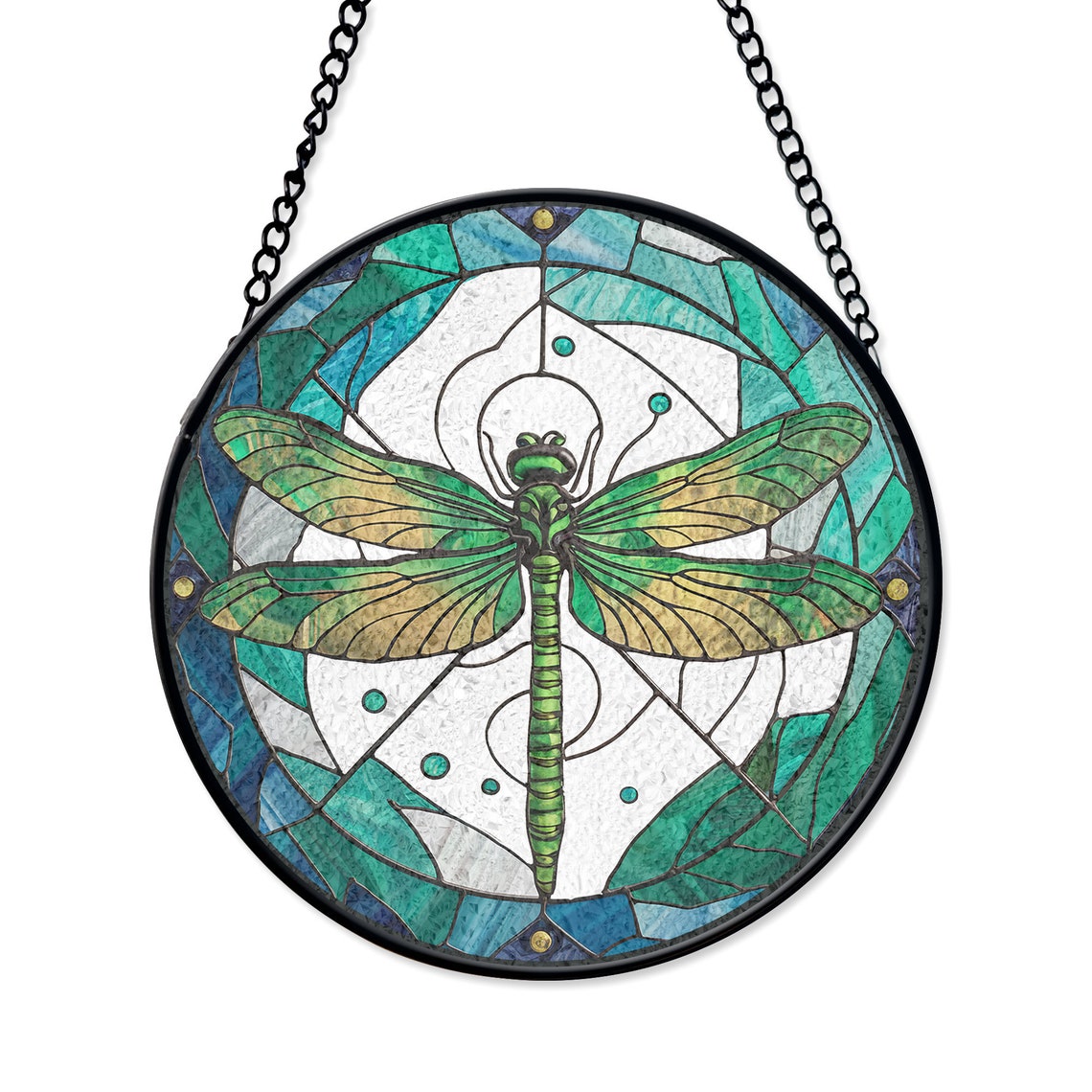 Green Dragonfly Stained Glass Suncatcher