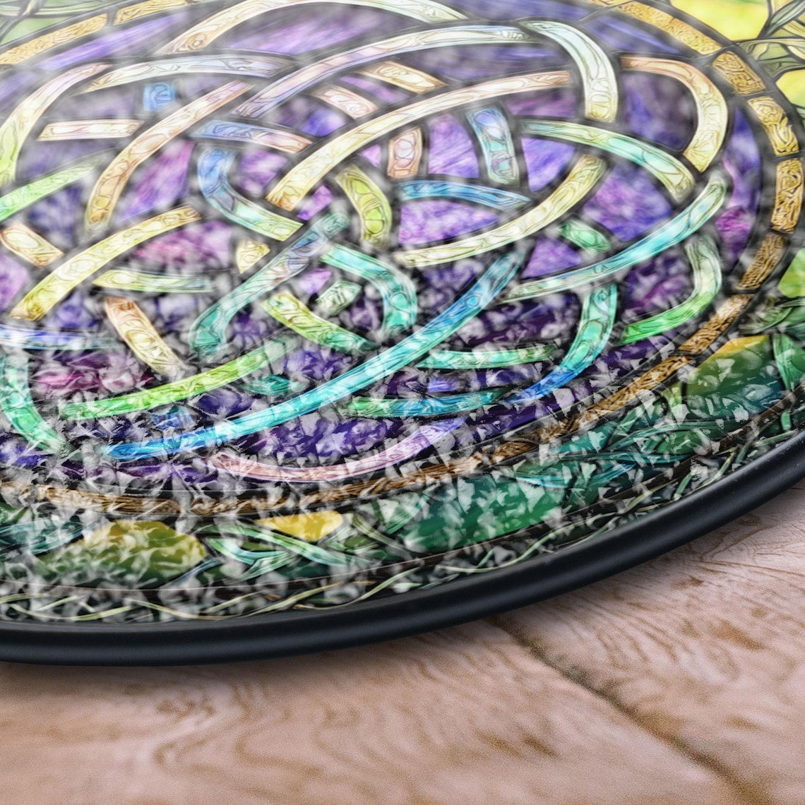 Celtic Knot Stained Glass Panel – Interwoven Window Art, Irish Heritage Decor