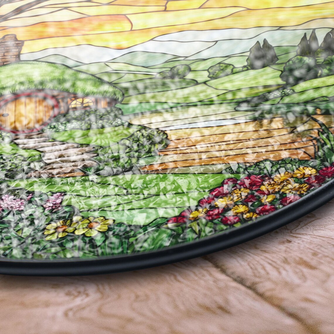 The Shire Stained Glass Suncatcher – Whimsical Cottagecore Decor