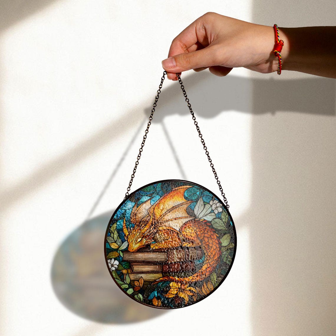 Sleeping Dragon Stained Glass Suncatcher