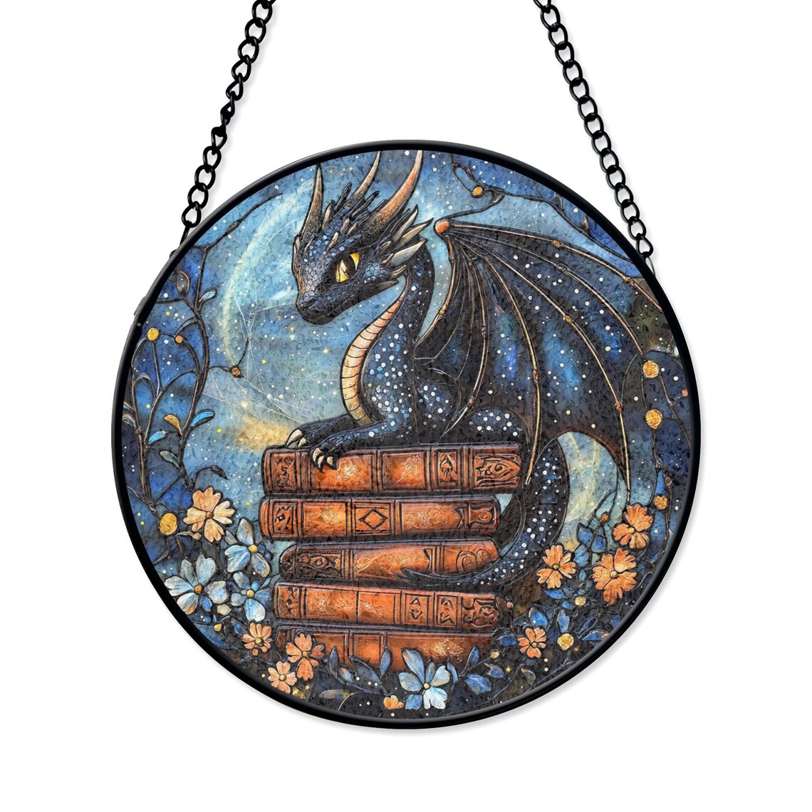 Dragon Stained Glass Suncatcher – Celestial Fantasy Window Hanging