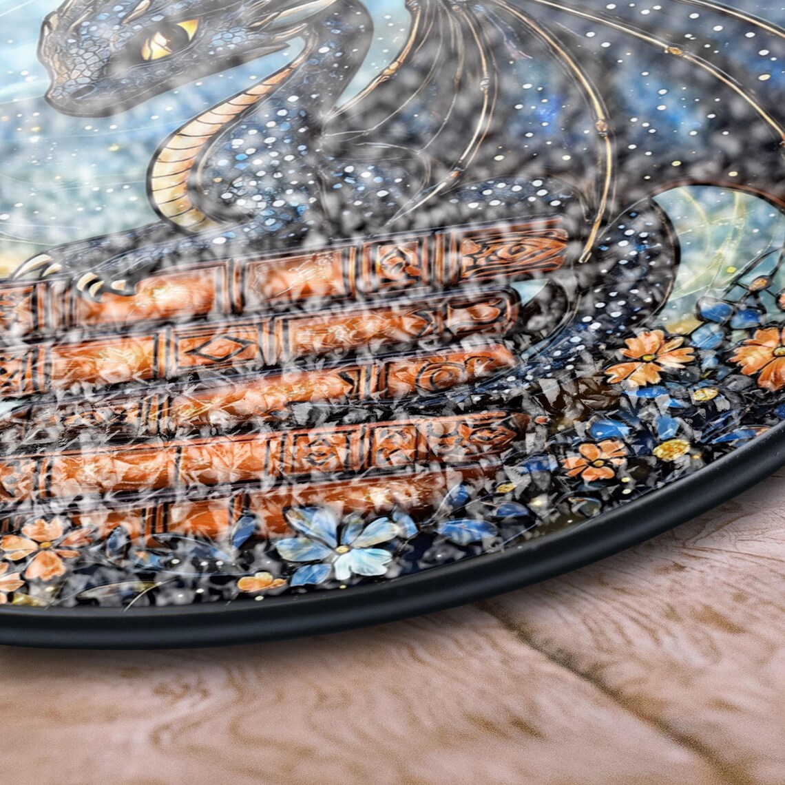 Dragon Stained Glass Suncatcher – Celestial Fantasy Window Hanging