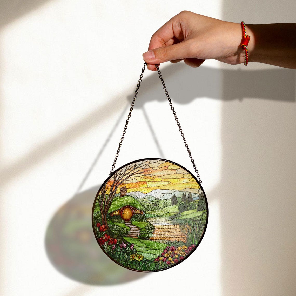 The Shire Stained Glass Suncatcher – Whimsical Cottagecore Decor