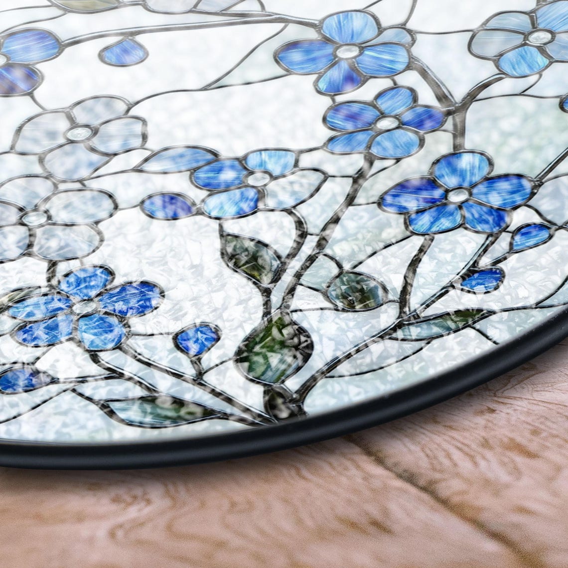 Forget?Me?Not Stained Glass Suncatcher – Blue Floral Window Hanging