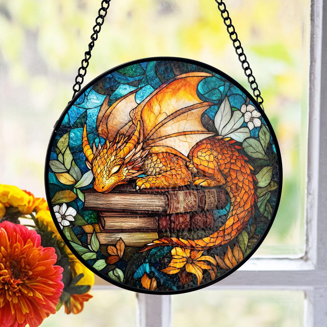 Sleeping Dragon Stained Glass Suncatcher