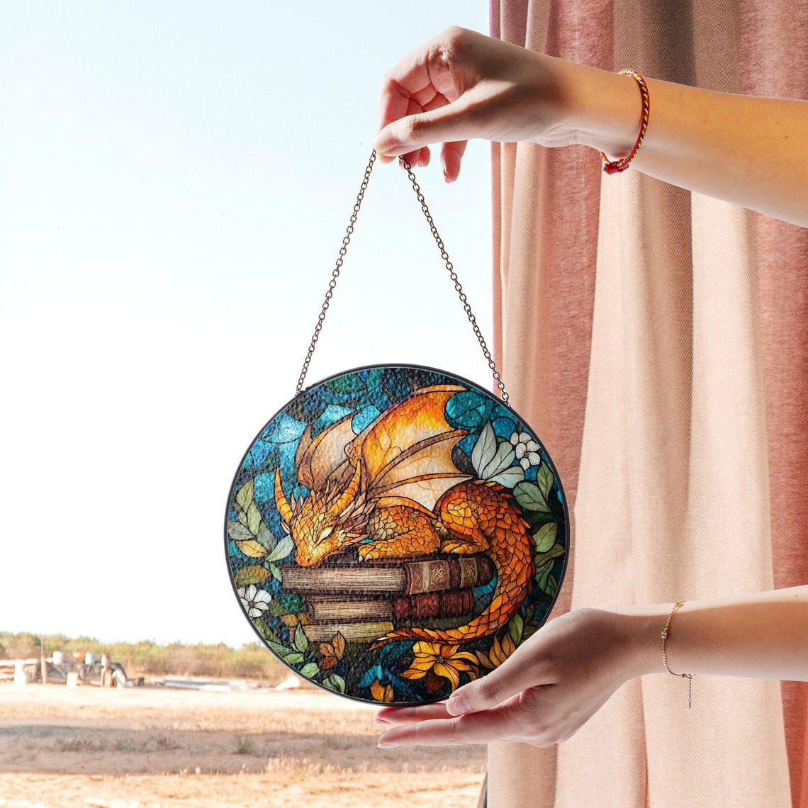 Sleeping Dragon Stained Glass Suncatcher