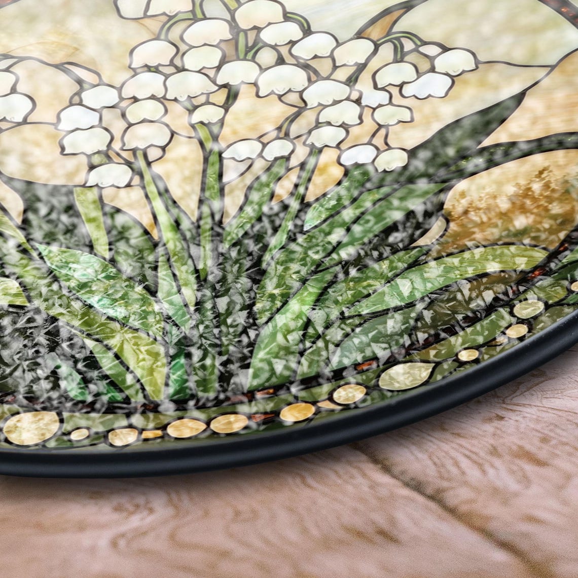 Lily of the Valley Stained Glass Suncatcher – Elegant Botanical Window Art