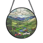Green Irish Hills Stained Glass Suncatcher