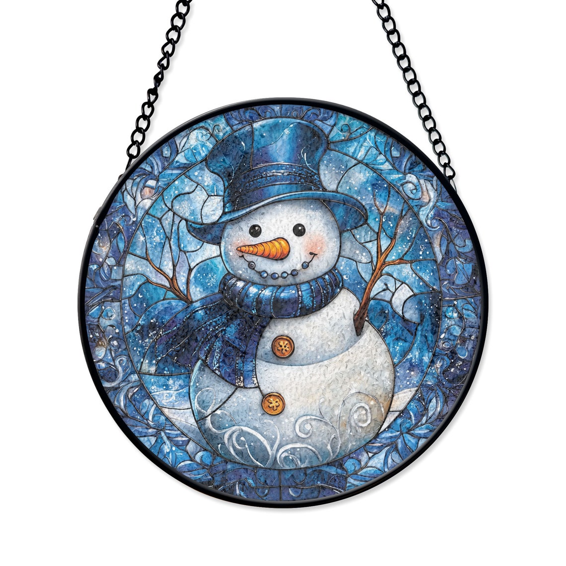 Snowman Stained Glass Suncatcher – Christmas Decor