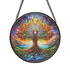 Vibrant Tree of Life Stained Glass Art – Colorful Nature Window Decor