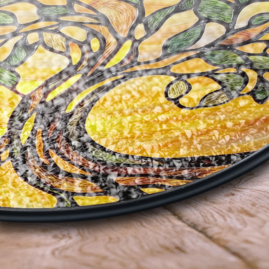 Tree of Life Stained Glass Suncatcher – Vibrant Sunset Window Art
