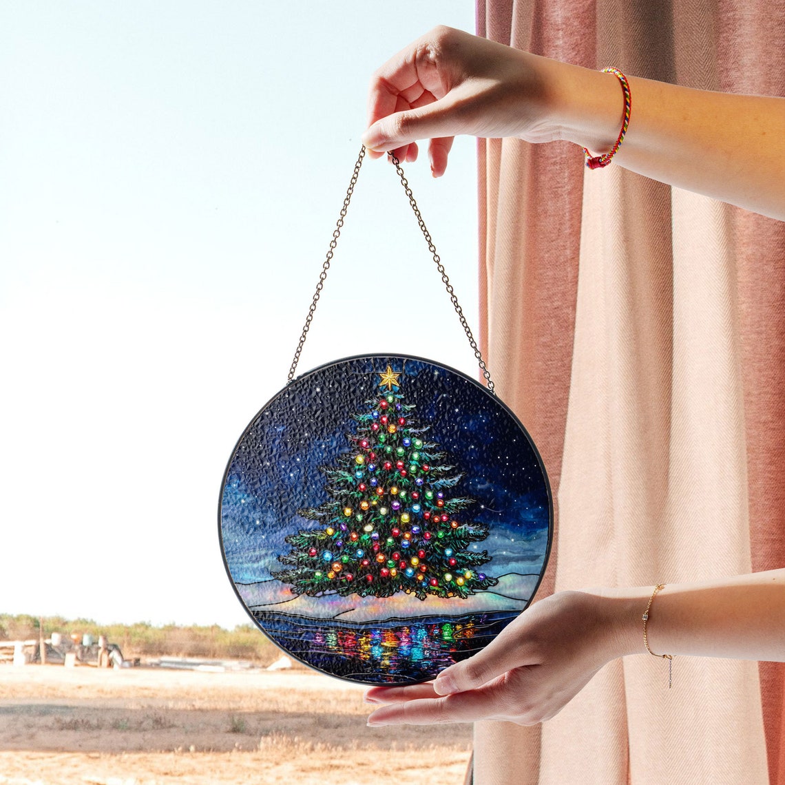 Christmas Tree Stained Glass Suncatcher