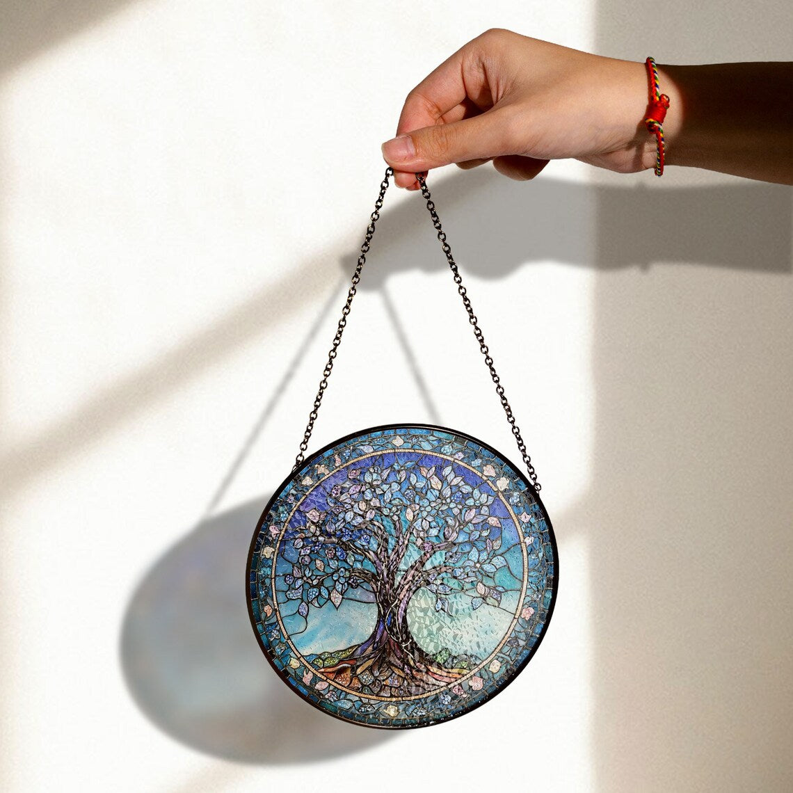 Tree of Life Stained Glass Window Hanging – Elegant Nature-Inspired Art