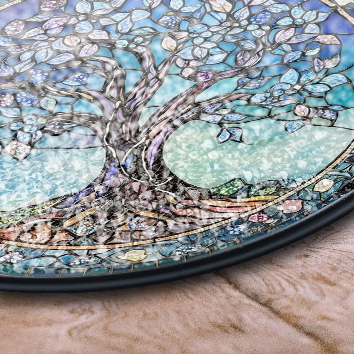Tree of Life Stained Glass Window Hanging – Elegant Nature-Inspired Art