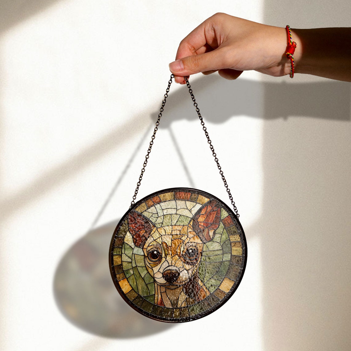 Chihuahua Stained Glass Suncatcher – Dog Lover Decor