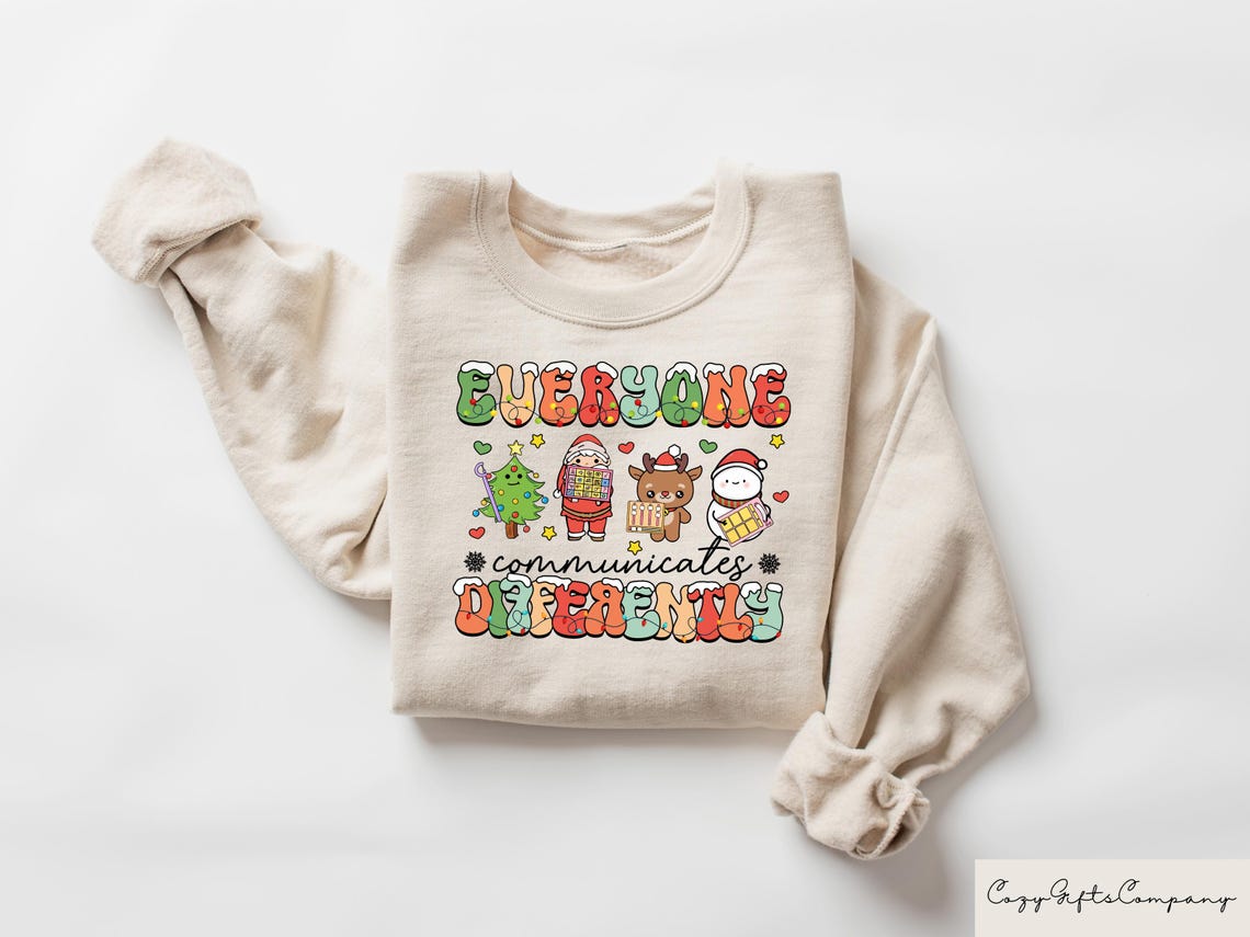 Everyone Communicates Differently SLP Christmas Shirt - 2