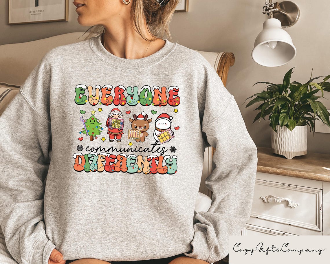 Everyone Communicates Differently SLP Christmas Shirt - 3