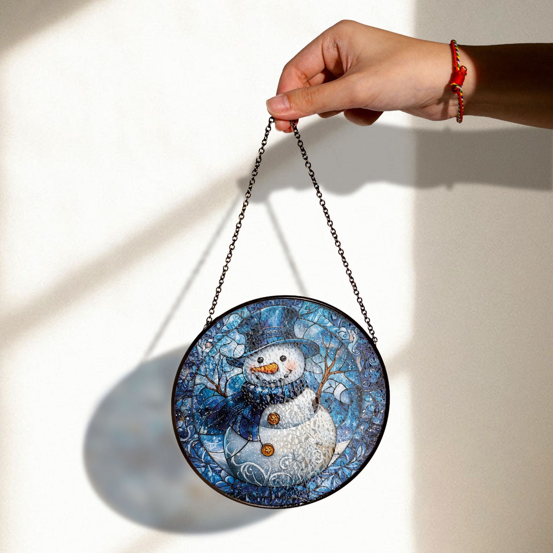 Snowman Stained Glass Suncatcher – Christmas Decor