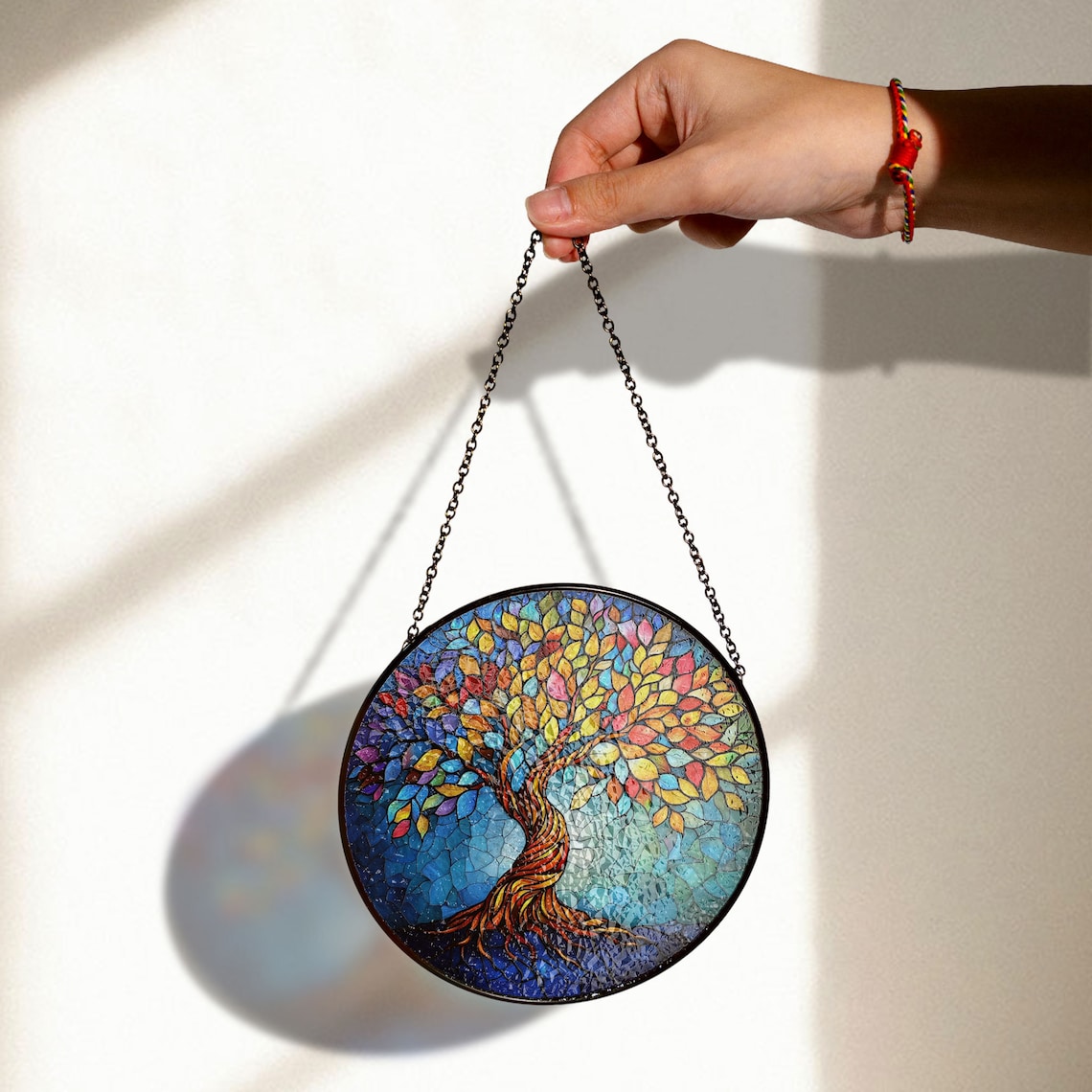Tree of Life Stained Glass Suncatcher – Colorful Nature-Inspired Window Decor