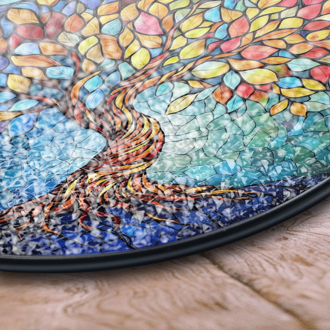 Tree of Life Stained Glass Suncatcher – Colorful Nature-Inspired Window Decor
