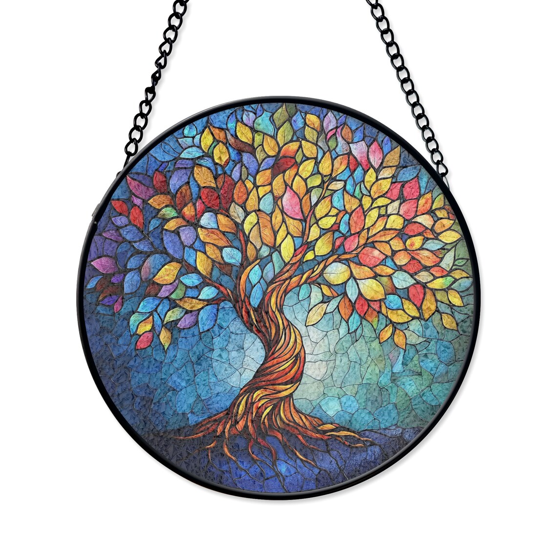 Tree of Life Stained Glass Suncatcher – Colorful Nature-Inspired Window Decor