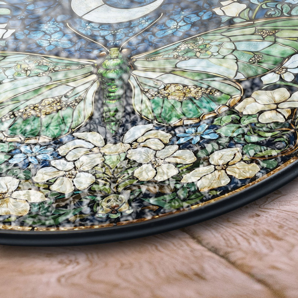 Luna Moth Stained Glass Suncatcher – Celestial Moon Garden Window Art