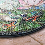 Frog and Lotus Stained Glass Suncatcher – Nature-Inspired Window Art