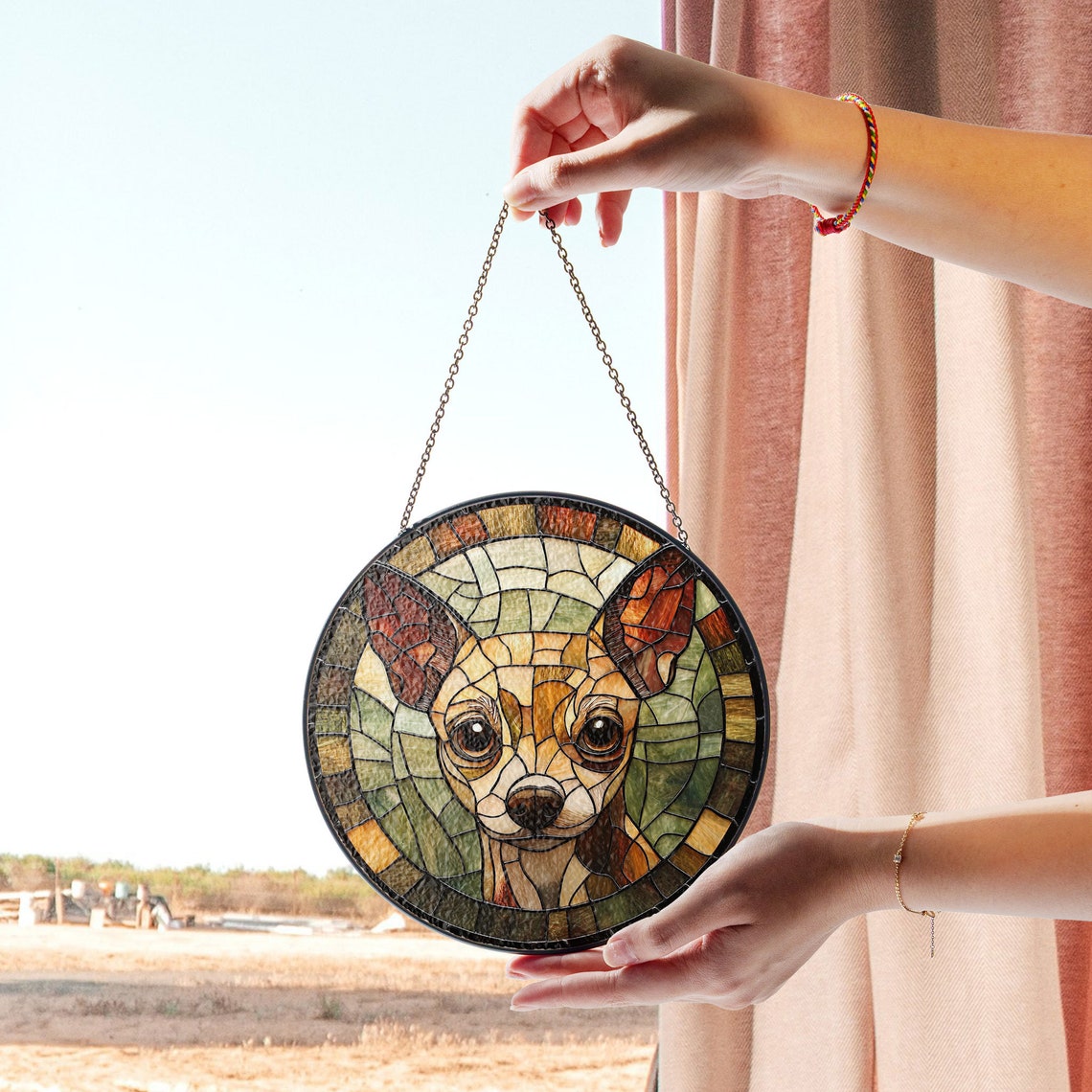Chihuahua Stained Glass Suncatcher – Dog Lover Decor