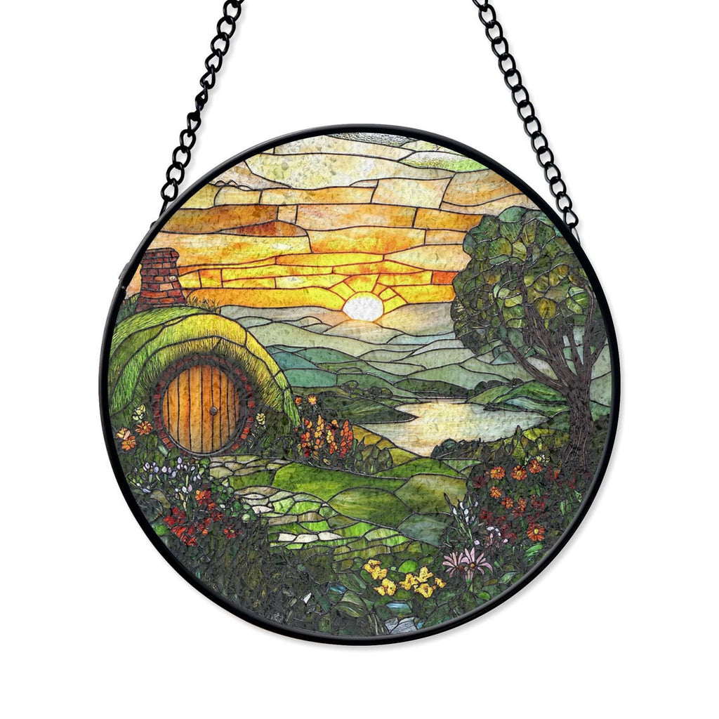 Hobbit House Stained Glass Suncatcher – Whimsical Shire-Inspired Window Decor