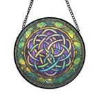 Celtic Knot Stained Glass Panel – Interwoven Window Art, Irish Heritage Decor