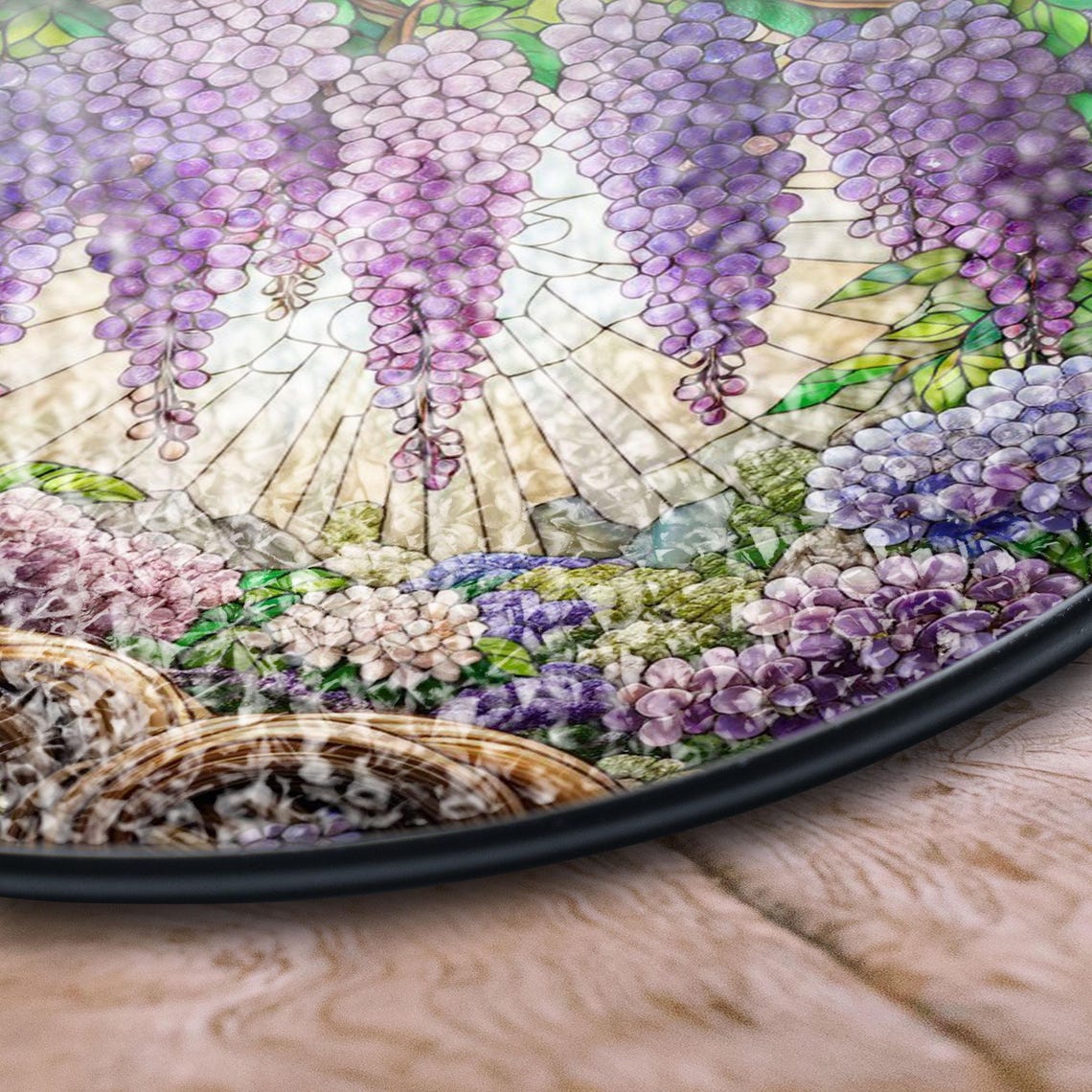 Wisteria Tree Stained Glass Suncatcher – Vibrant Purple Floral Window Hanging