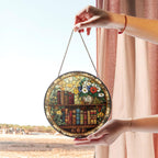 Bookshelf Stained Glass Suncatcher – Library Decor