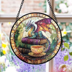 Dragon Stained Glass Suncatcher – Book Lover Decor