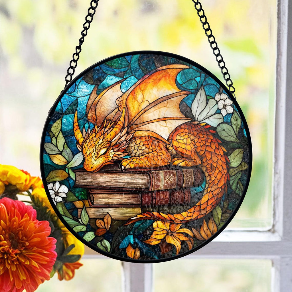 Sleeping Dragon Stained Glass Suncatcher