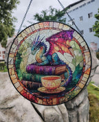 Dragon Stained Glass Suncatcher – Book Lover Decor