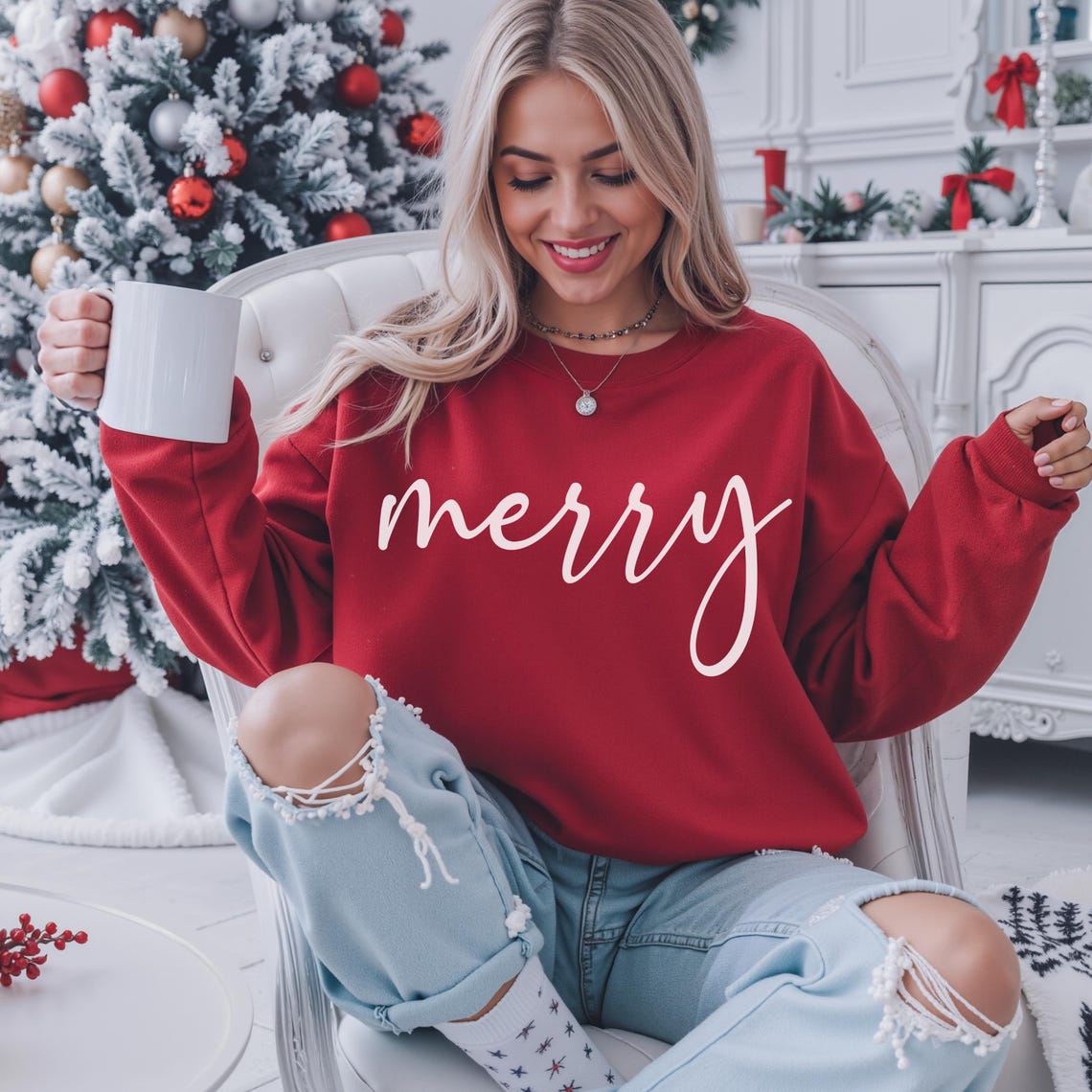 Merry Christmas Cozy Holiday Sweatshirt - 1