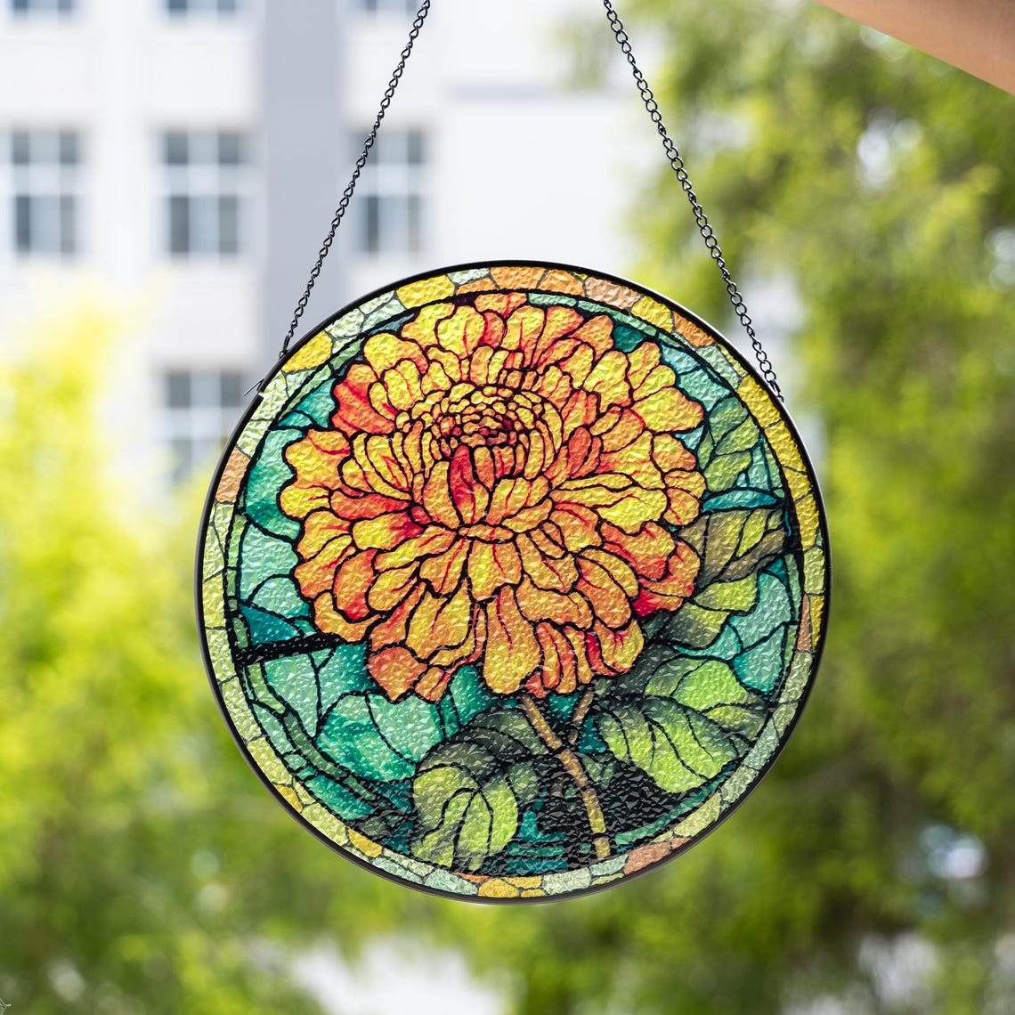 Personalized Birth Month Flower Stained Glass Suncatcher - 1