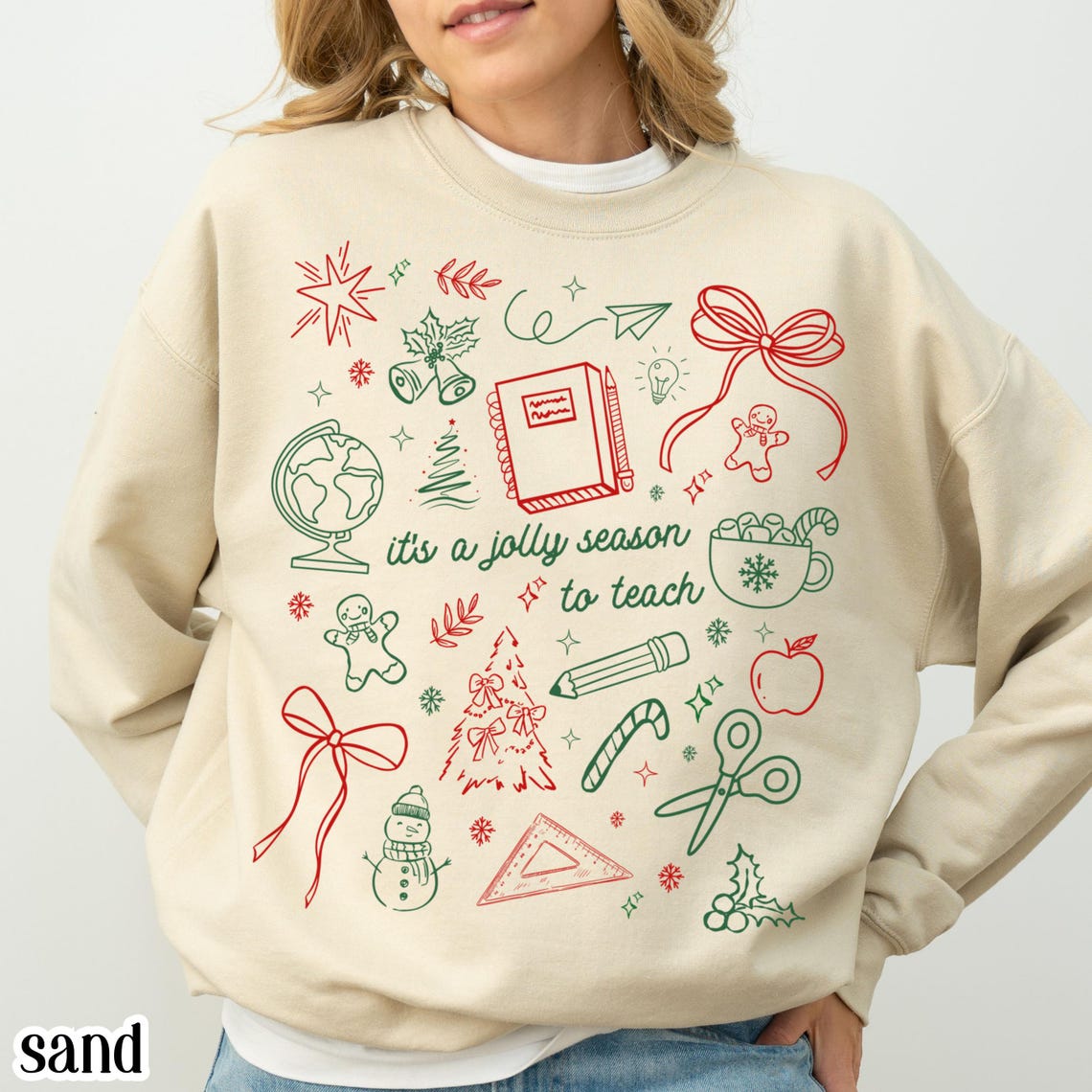 Teacher Christmas Sweatshirt “ Preschool to 1st Grade - 2