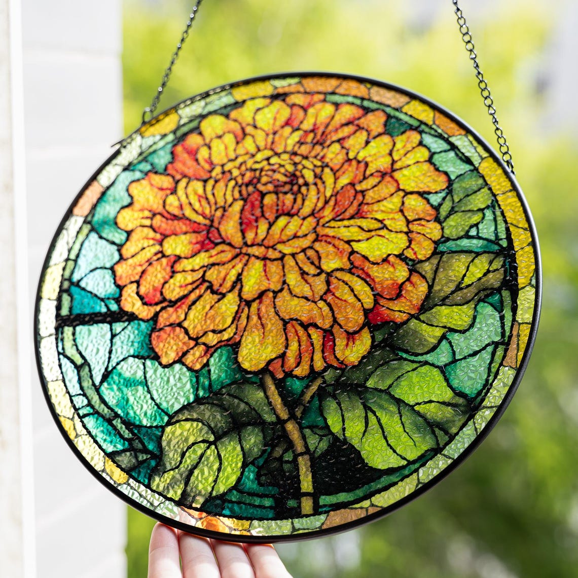 Personalized Birth Month Flower Stained Glass Suncatcher - 3
