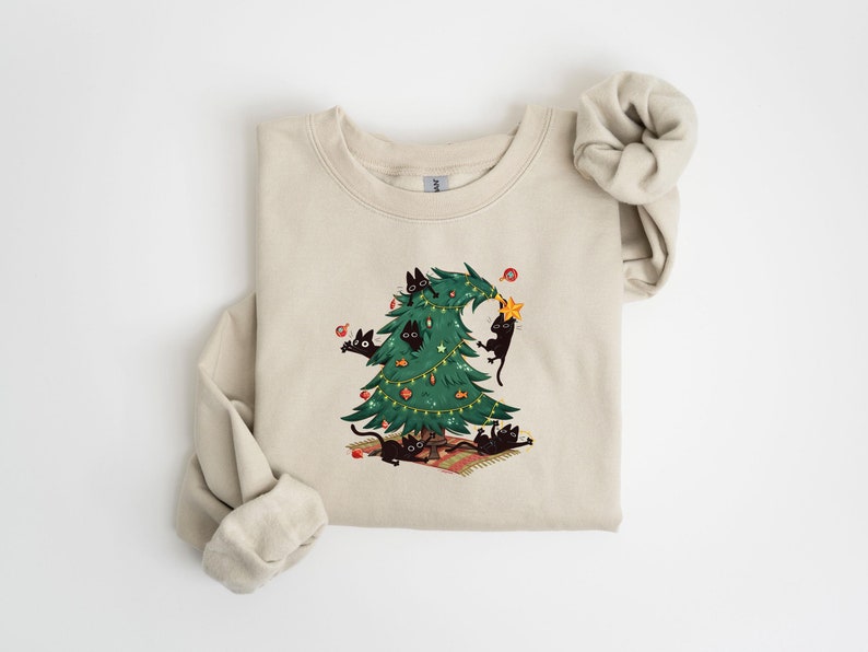 Funny Christmas Cat Sweatshirt “ Happy Cat Year - 1