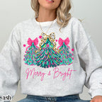 Merry & Bright Pink Christmas Tree Sweatshirt - 3