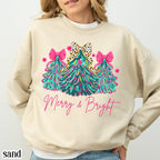 Merry & Bright Pink Christmas Tree Sweatshirt - 2