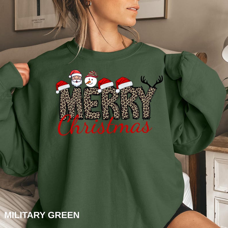 Leopard Print Merry Christmas Sweatshirt - 4