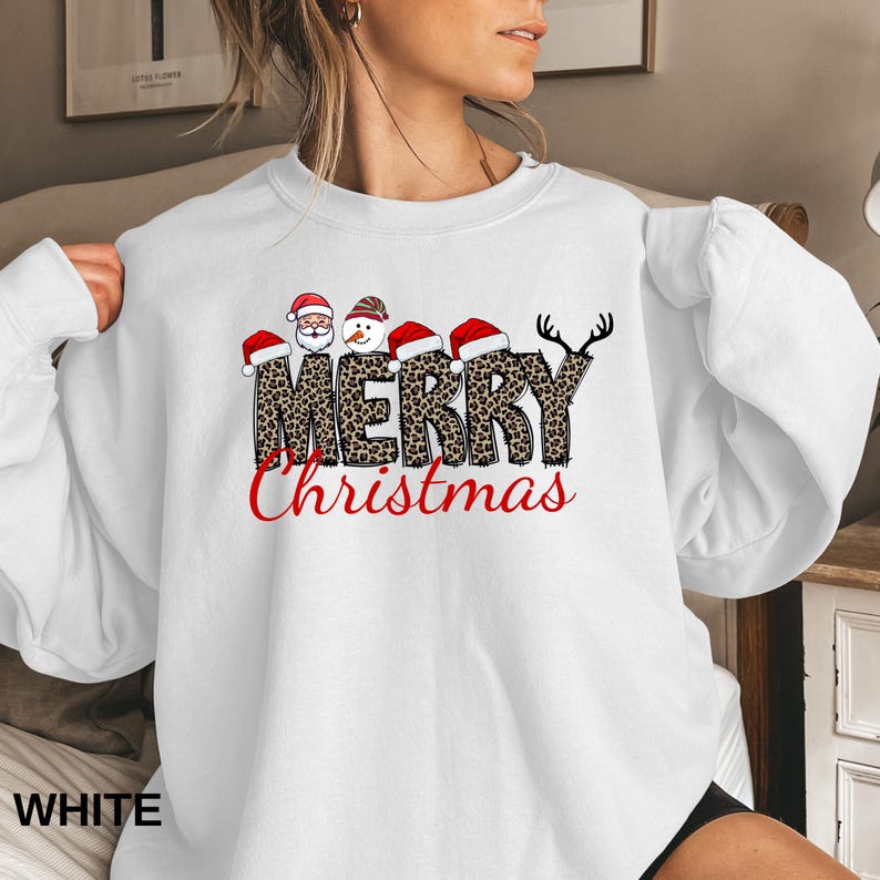 Leopard Print Merry Christmas Sweatshirt - 1