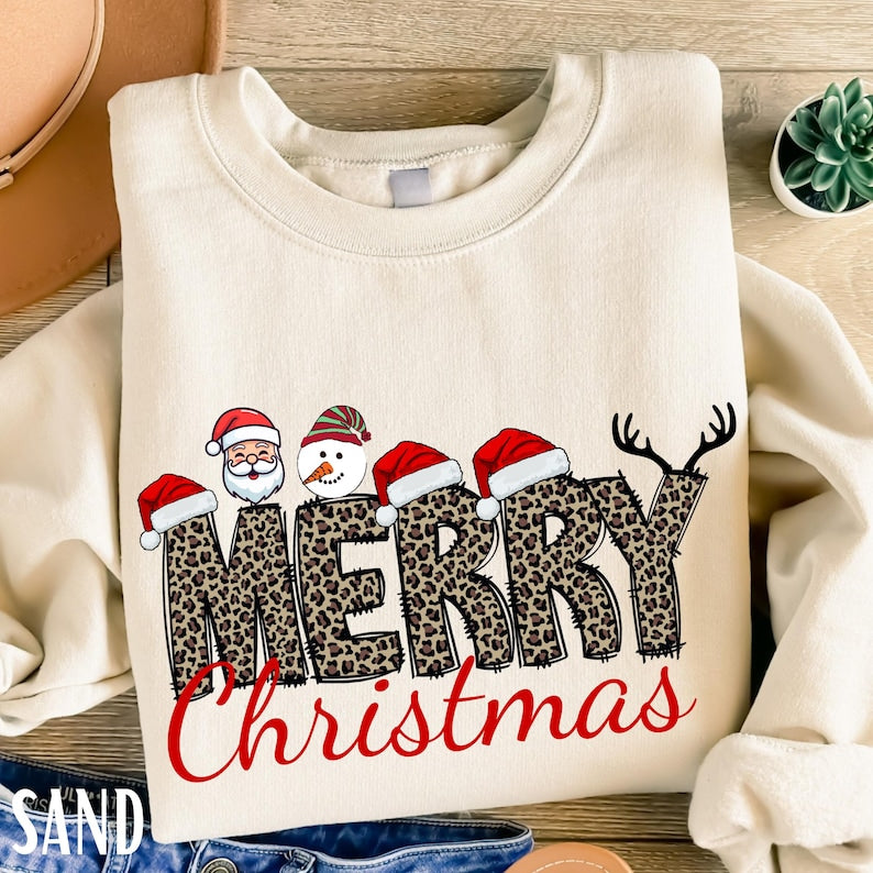Leopard Print Merry Christmas Sweatshirt - 2