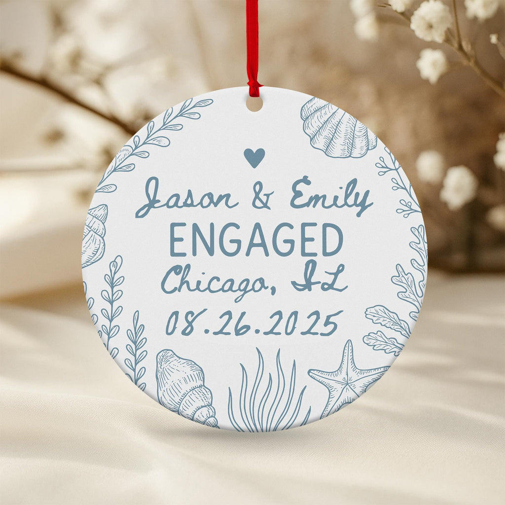 Beach Engagement Ornament 2025 – Personalized - 1