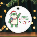 Merry Resistmas 2025 Political Frog Ornament - 1