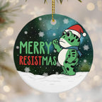 Merry Resistmas Frog Snow Scene Ornament - 1
