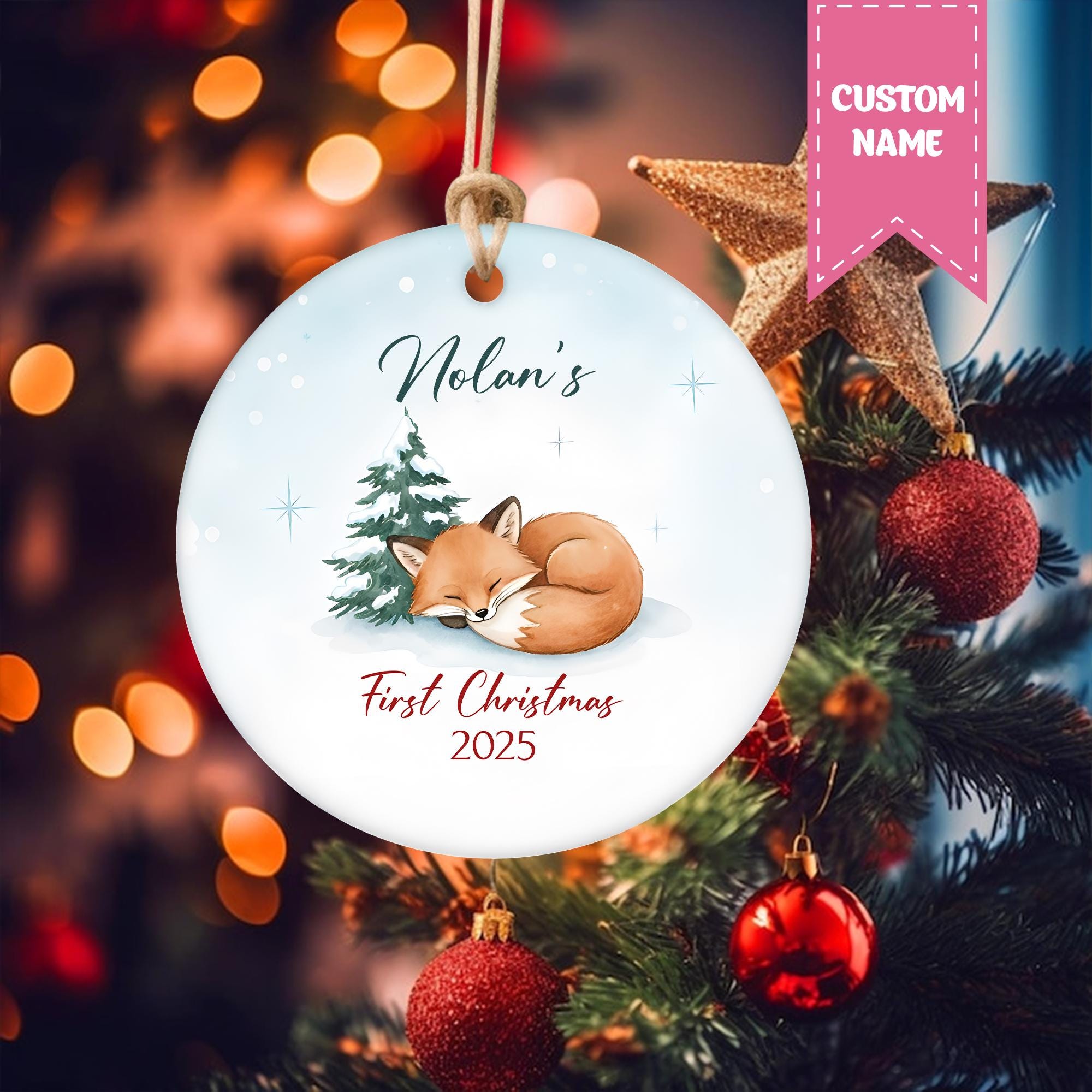 Baby’s First Christmas Woodland Fox Ornament - 1