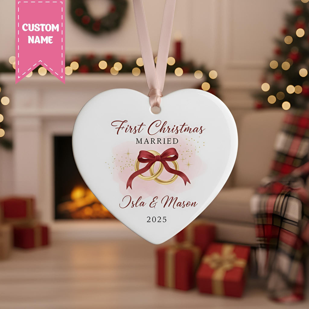 Personalized First Christmas Married Ornament 2025 - 1